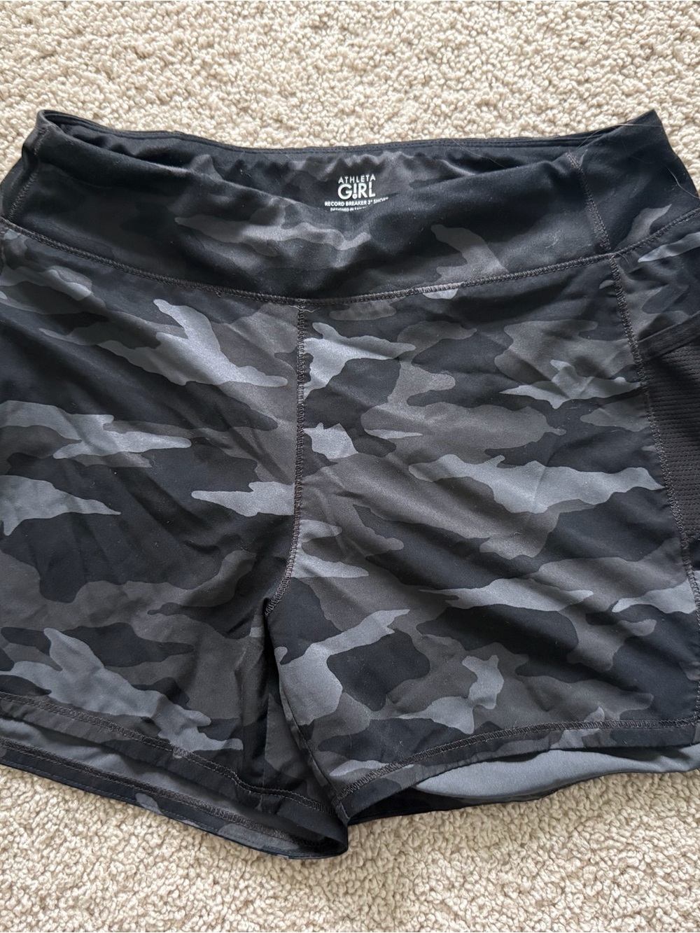 Athleta Girl Black & Gray Camo Active Shorts